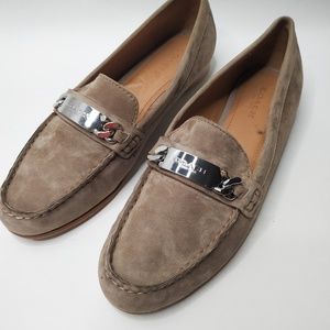 Coach Women's Brown Kimmie Topstitch Suede loafers